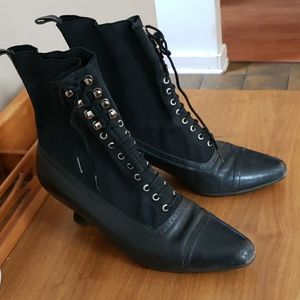 Vtg American Eagle Black Victorian Lace Up Booties